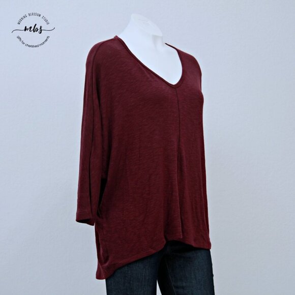 NWT Korye V Neck High Low Sweater Burgundy Women XL - Picture 3 of 9
